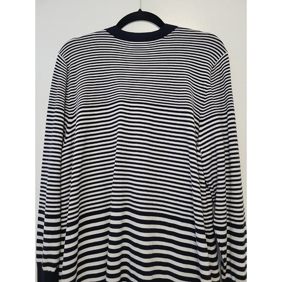 Chico's (3)  Nautical Faded Stripe Long Sweater Cardigan Blue & White XL - Picture 8 of 9